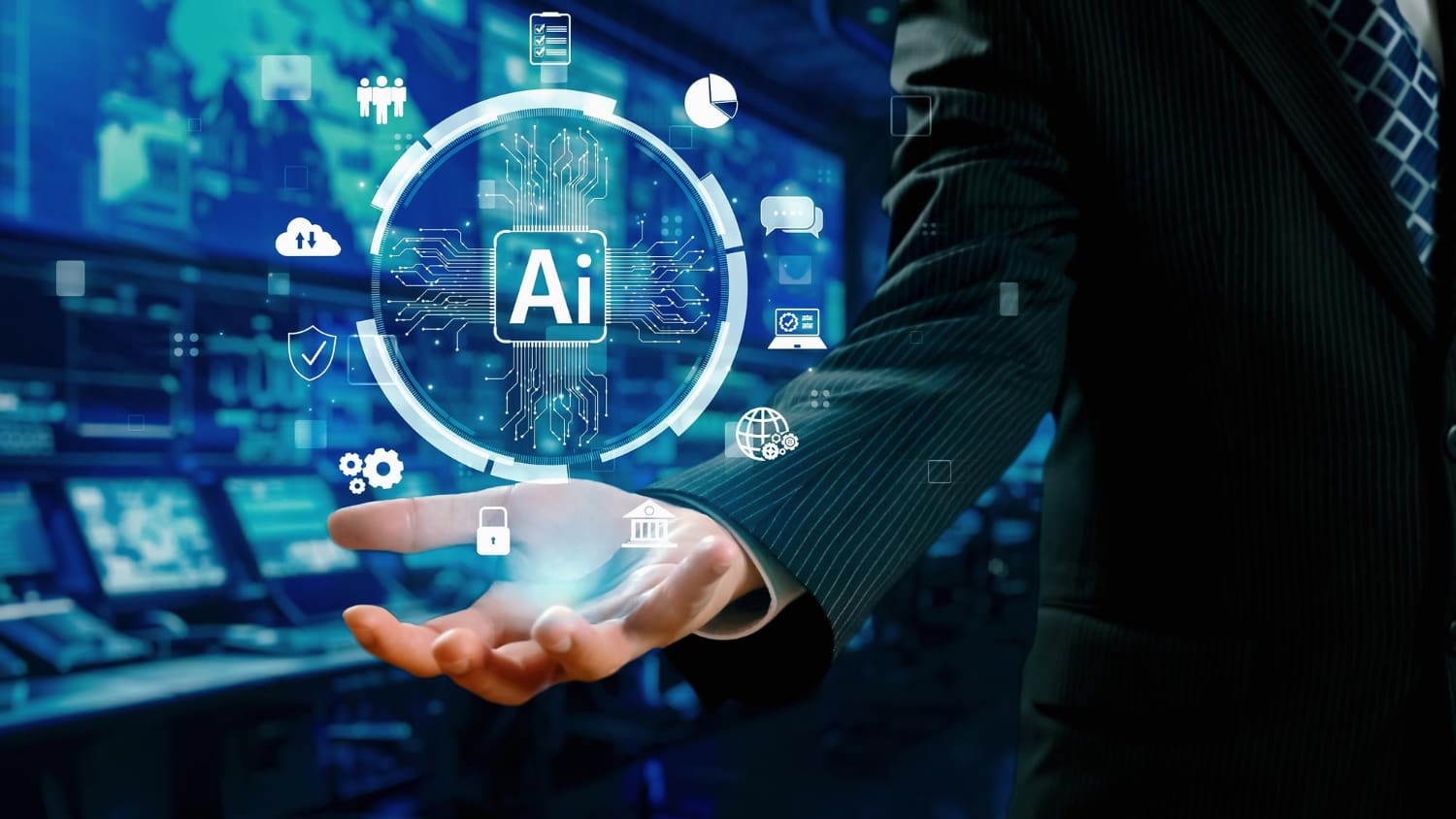 AI assistant graphics floating above an open hand, representing AI-powered learning tools